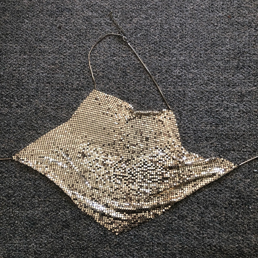 Express Gold Metal Halter With Chain